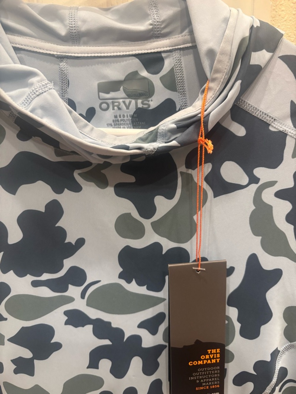 Orvis Sun DefenseLight Blue and Gray Camo Hooded Performance Shirt - Medium - Picture 3 of 7